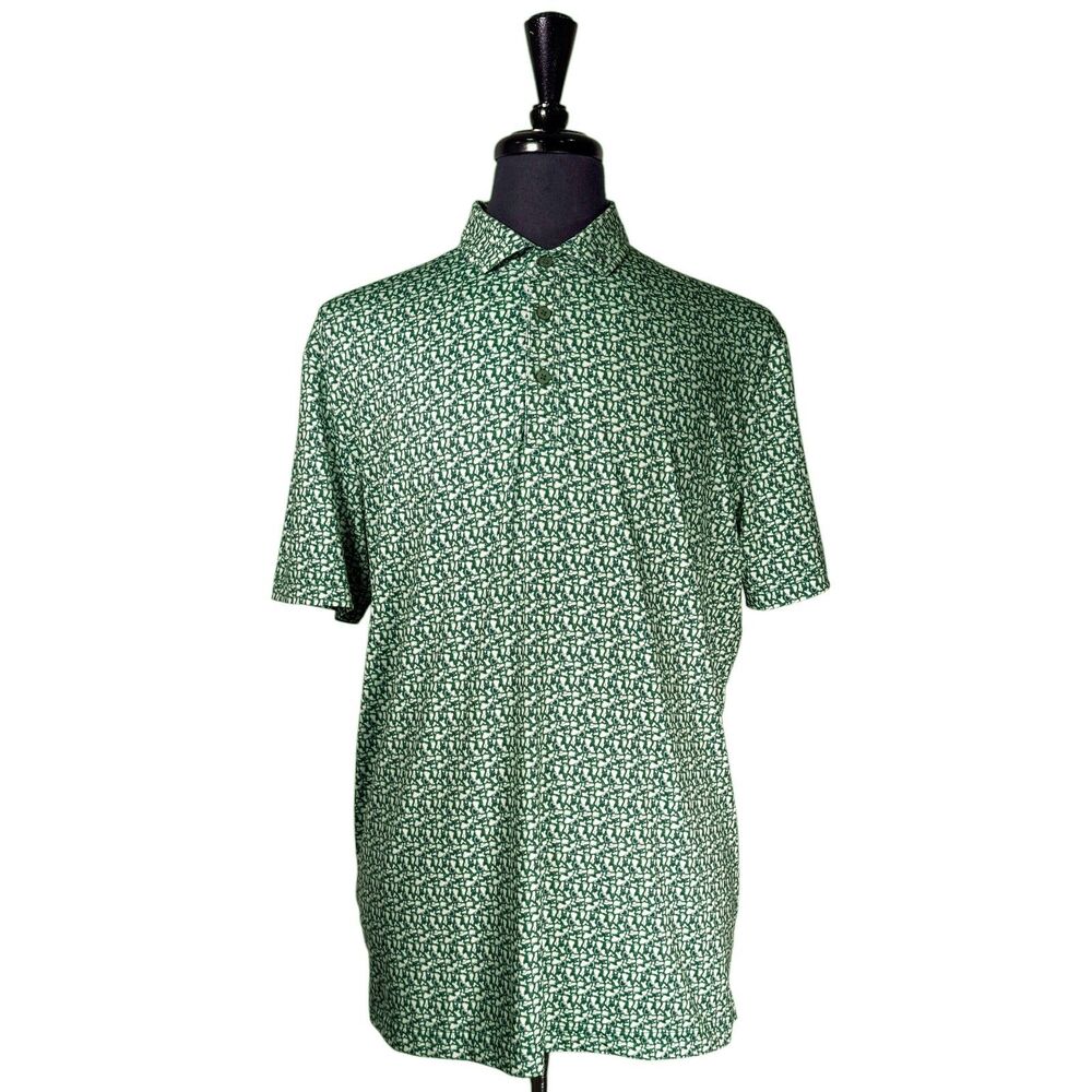 Fore Fathers Golf Polo Shirt Mens Large Green AOP Performance Stretch Polo